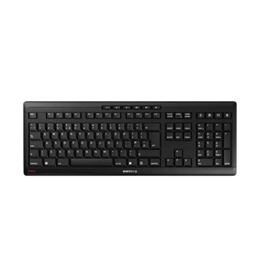 Afbeelding van CHERRY STREAM KEYBOARD WIRELESS, Britse indeling, QWERTY toetsenbord, draadloos Blue Angel, GS goedkeuring, SX schaarmechanisme, fluisterstille toetsaanslag, zwart