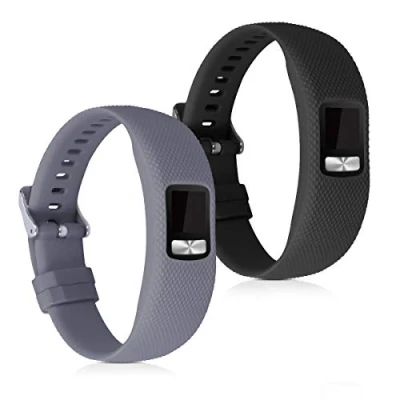 Afbeelding van kwmobile 2x horlogebandjes geschikt voor Garmin Vivofit 4 bandje Smartwatch bandjes van TPU Activity tracker horloge band in grijs / zwart
