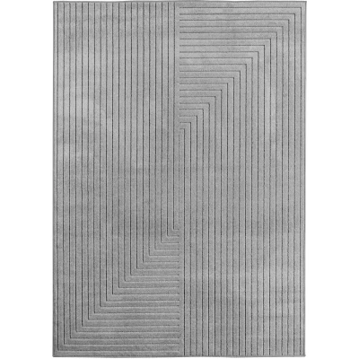 Afbeelding van Buitenkleed NOVA Indoor &amp; Outdoor Vloerkleed Japandi Scandinavisch Design Effen 3D Look Weerbestendig UV proof Zilver 160x230 cm