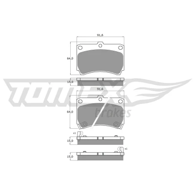 Afbeelding van Remblokkenset, schijfrem TOMEX Brakes TX 10 91
