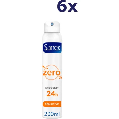 Afbeelding van 6x Sanex Deodorant Spray Zero% Sensitive Skin 200 ml