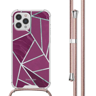 Afbeelding van Apple iPhone 12 Pro Max Hoesje Kunststof iMoshion Softcase/Koordhoesje/Backcover Bordeaux Graphic Telefoonhoesje