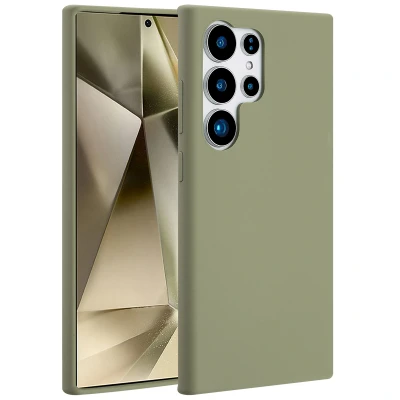 Afbeelding van Samsung Galaxy S24 Ultra MagSafe Hoesje Siliconen en TPU (zacht) Accezz Softcase/Backcover Lichtgroen Telefoonhoesje