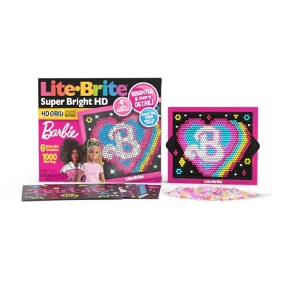 Afbeelding van Lite Brite Super Bright HD Barbie Editie oplichtend led insteekmozaïek, lichtkunst met neoneffect, creatief spel voor kinderen, ideaal jongens en meisjes vanaf 4 jaar