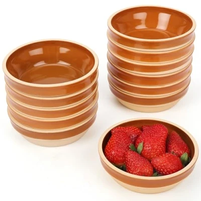 Afbeelding van Belle Vous traditionele Tapas schaaltjes set 12 stuks 175 ml keramische terra cotta Voor tapas, snacks en sausjes