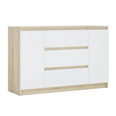 Afbeelding van Ladekast met 3 lades en 2 deuren, lengte 120 cm Stijlvolle opbergoplossing voor thuis, wit