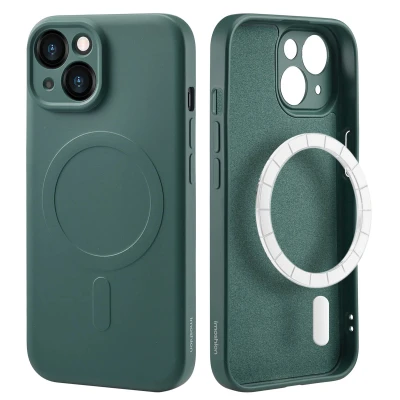 Afbeelding van Apple iPhone 15 MagSafe Hoesje Siliconen en TPU (zacht) iMoshion Backcover/Softcase Donkergroen Telefoonhoesje