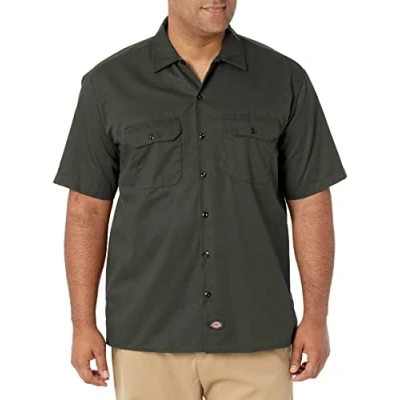 Afbeelding van Dickies Werkhemd voor heren, korte mouwen, vrijetijdshemd, groen (olive green OG), M