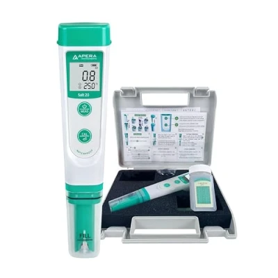 Afbeelding van Apera Instruments Salt20 Zoutgehaltemeter met temperatuurweergave (1% nauwkeurigheid, ± 0,5 C, waterbestendig, ATC, draagkoffer)