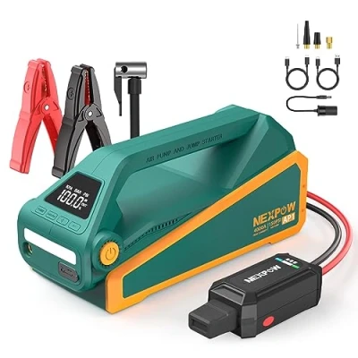 Afbeelding van NEXPOW 4000 A starthulp powerbank met 150 psi luchtcompressor, 4 in 1 als auto lcd scherm, draagbare starter led zaklamp voor alle benzine en 10 l diesel