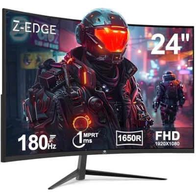 Afbeelding van Z Edge Gaming Monitor Gebogen 24&#039;&#039; 180 Hz/165 Hz/144 Hz, 1 ms, FreeSync, Scherm FHD(1920x1080) met DP kabel, 1650R VA, 300cd/m², HDMI 2.1 en 1.4, Verstelbare Kanteling, Geïntegreerde Luidsprekers