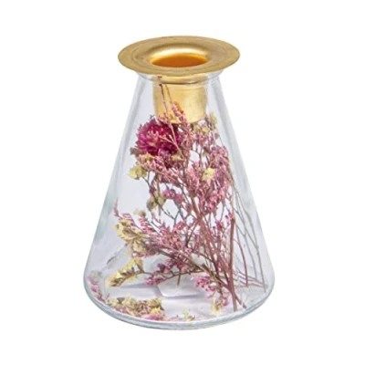 Afbeelding van Rayher Glazen vaas m. droogbloemen + kandelaar, ø 8x12,5cm, conisch, f. staafkaars, 46697000