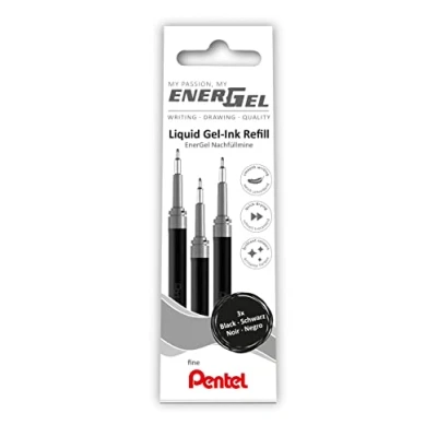 Afbeelding van Pentel LRN5 3A Navulling voor EnerGel pennen 0,5 bal = 0,25 mm lijndikte, naaldpunt, 3 stuks, zwart
