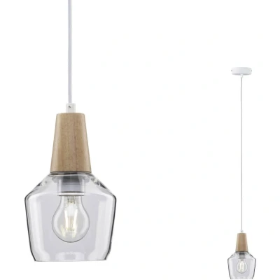 Afbeelding van Paulmann 79745 Neordic Ylvie hanglamp max. 1x20W voor E27 lampen plafondlamp helder/hout 230V glas/hout zonder lampen, Hout, Helder