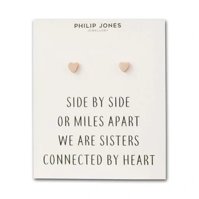 Afbeelding van Rose Gouden Zuster Hart Stud Oorbellen Met Quote Card