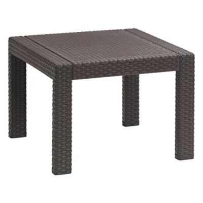 Afbeelding van Allibert by Keter Victoria Tuintafel, bruin, 59 x 43 cm, kunststof in platte rotanlook, weerbestendig, uv bestendig
