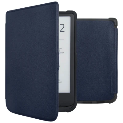 Afbeelding van Pocketbook Basic Lux 4 Hoes: iMoshion Slim Soft Case Sleepcover Bookcase zonder stand Donkerblauw Kunstleder E Reader Hoezen