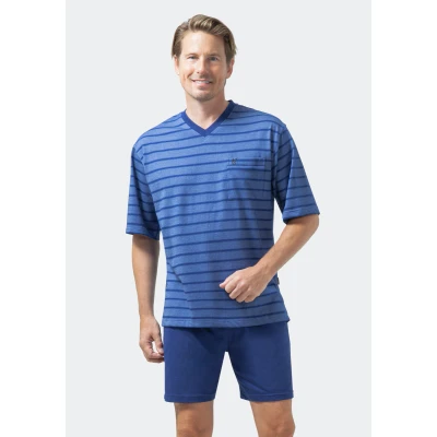 Afbeelding van Blauwe heren shortama met strepen Hajo Blauw Maat 60