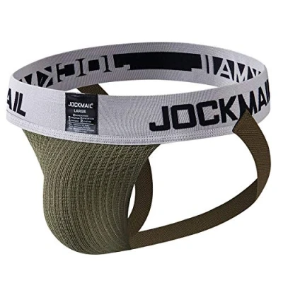 Afbeelding van JOCKMAIL Heren Jockstrap Athletic Supporter Ondergoed Sport Jock Strap Slip, legergroen, L