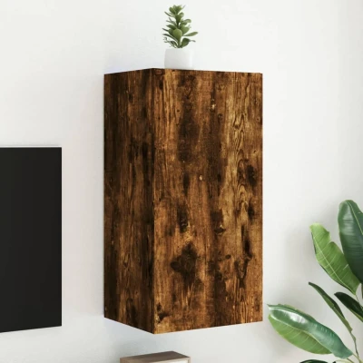 Afbeelding van Tv wandmeubel met LED verlichting 80,5x35x80 cm gerookt eiken