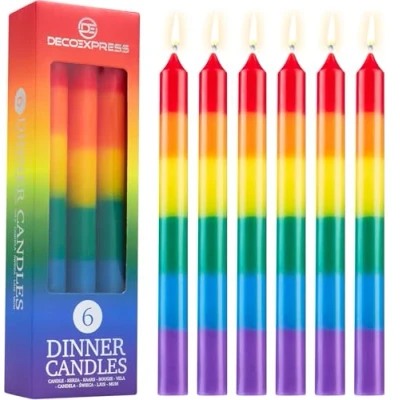 Afbeelding van Deco Express Diner Kaarsen Pack van 6, 10, 15 of 50 Taps toelopende Niet Druppelen Langdurig 8 uur, Ongeparfumeerd (Multi 6 Pack)
