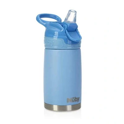Afbeelding van Nuby Dorstige kinderen geen morsen Flip It Reflex roestvrij stalen reisbeker of waterfles, blauw, 10 oz