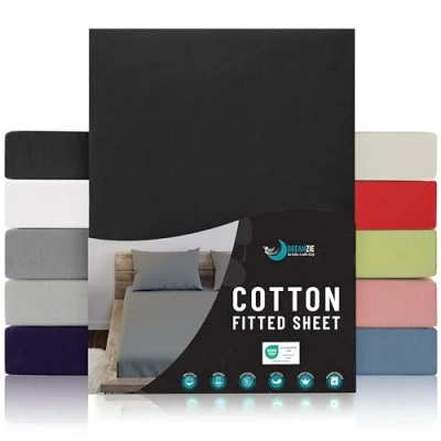 Afbeelding van Jersey Katoenen Hoeslakens Zwart Voor Matras 140 x 200 22 cm Gecertificeerd Vrij van Chemische Producten (OEKO TEX), met Volledige Elastiek
