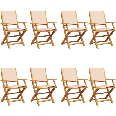 Afbeelding van vidaXL Tuinstoelen 8 st inklapbaar stof en massief hout beige