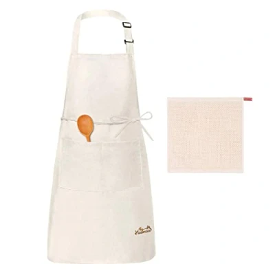 Afbeelding van Viedouce schort, 2 pack waterdichte Schorten keukenschort met zakken, verstelbare keukenschort, BBQ slabbetje,