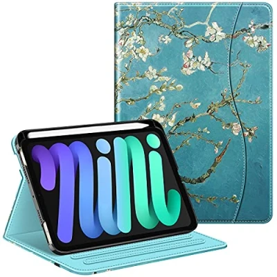 Afbeelding van Fintie Hoes Compatibel met iPad Mini 6e Generatie 8.3 inch 2021 [Hoekbeschermer] Multi hoek Bekijken Folio Stand Beschermhoes Documentsleuven Auto Sleep/Wakee, (Z Bloesem)