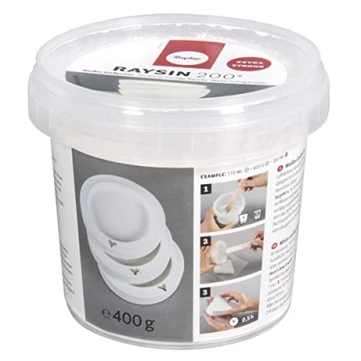 Afbeelding van Rayher 34405102 Raysin 200 gietpoeder, 400 g emmer, gietmassa wit, reliëfgietpoeder, luchthardend en geurloos