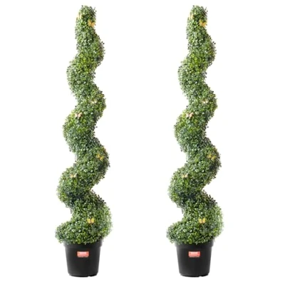 Afbeelding van VEVOR 2 stuks kunstbuxus toren vormsnoei spiraal kunstplant 152,4 cm