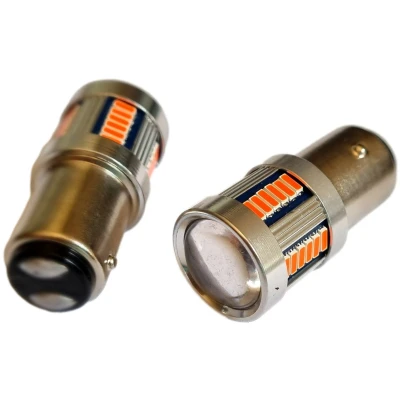 Afbeelding van BAY15D 1157 autolamp set 2x 36 SMD LED rood met lens 12V 24V 3W