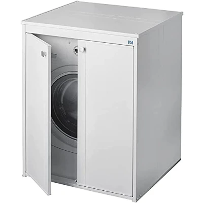Afbeelding van Negrari AM5012P Wasmachineafdekking van pvc kunsthars, vochtbestendig, wasmachine, wasdroger, complete montageset, voor binnen en buiten, 70 x 60 94 cm (l b h), wit
