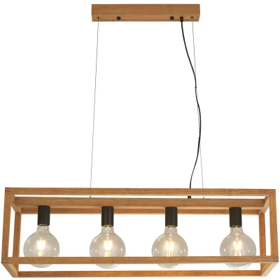 Afbeelding van Searchlight Hanglamp Eetkamer Square Hout 54741 4NA