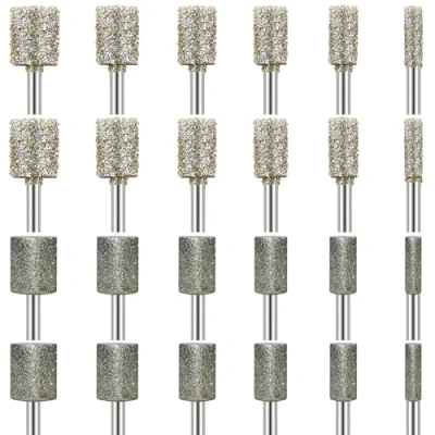 Afbeelding van 24 stuks diamantfreesstiften, compatibel met Dremel, diamant slijpstiften, korrel 50, 116, diamantfrees 3 mm schacht, pasvorm voor steen, glas, keramiek, snijden, polijsten, graveren