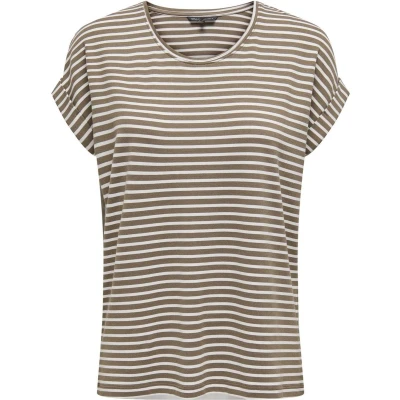 Afbeelding van Only T shirt Onlmoster Stripe S/s O neck Top Jrs 15206243 Caribou/cloud Dancer Dames Maat XS