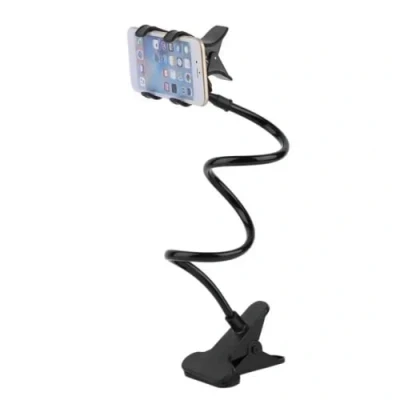Afbeelding van PARENCE. Zwanenhals verstelbare telefoonhouder, 360 roterende gelede arm / universele flexibele dubbele klemhouder voor smartphone bureau, bed zwarte kleur