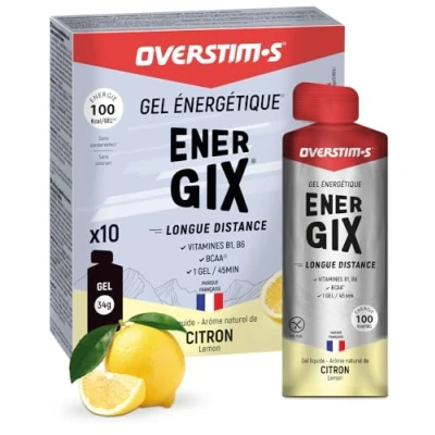 Afbeelding van OVERSTIM.s Gel Energix (x10) Energiegel voor sport (fietsen, hardlopen) Langdurige energie (Glucose + Fructose Maltodextrines) BCAA 100 kcal/gel Citroensmaak