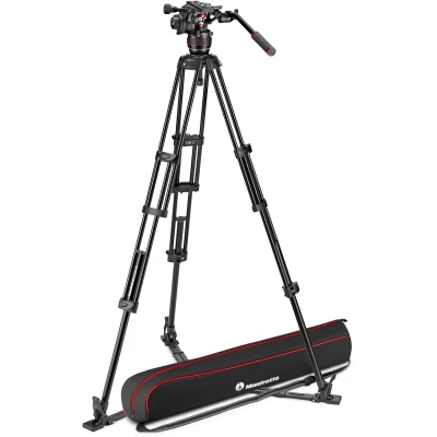 Afbeelding van Manfrotto Nitrotech 608 Fluid videokop voor video opnamen met dubbele buis statief van aluminium grondspin DSL , spiegelloos, en cinema camerasystemen 14 kg laadvermogen