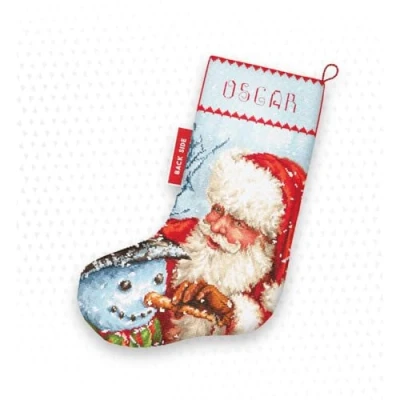 Afbeelding van LetiStitch kruissteek borduurset Leti 921 Kerstman en sneeuwpop