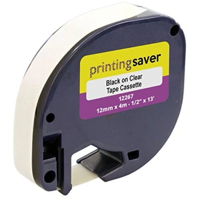 Afbeelding van 5 Cassettes LetraTag S0721550 12267 12mm x 4m Zwart op Transparant Plastic Label Tapes Compatibel met DYMO LetraTagLT 100H LT 100T 110T QX50 XR XM 2000 Plus