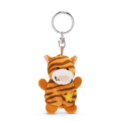 Afbeelding van sleutelhanger kat gestreept met ster 5cm bruin Een trouwe metgezel voor rugzak of tas, jong en oud 62088