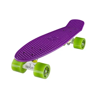Afbeelding van Ridge Skateboard 55cm Mini Cruiser Retrostijl: Ltd Edition oksels, compleet U gemonteerd en lila wit groen, 56 cm