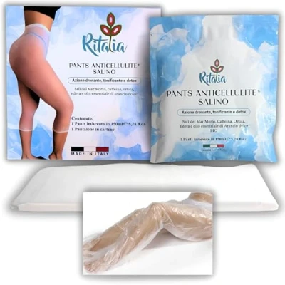 Afbeelding van Ritalia® Anti cellulitis panty met zout uit de Dode Zee en werkzame stoffen, 100% veganistisch, panta, smal, reducerend, verstevigend, legging voor benen billen (broek + kaarten)