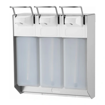 Afbeelding van MediQo line trio zeepdispenser 1000ml + afsluitplaten MQTV10E RVS