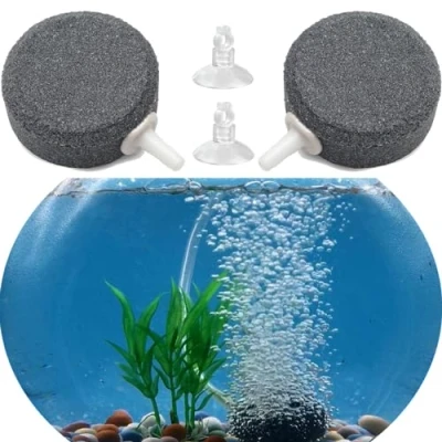Afbeelding van aquarium luchtsteen, 2 stuks luchtuitstromer, 4 cm uitstroomstenen voor aquaria, bubbelsteen aquarium, zuurstofsteen, blaasdiffuser, kleine vijvers en DWC reservoirs