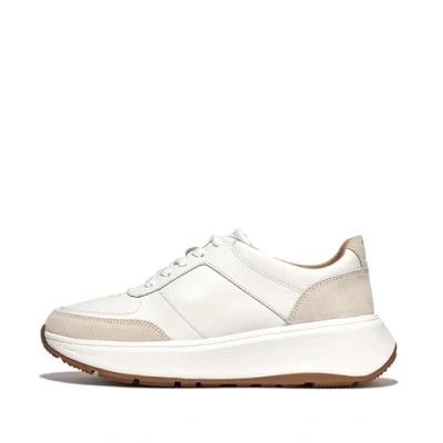 Afbeelding van Fitflop Vrouwen F Mode Leer/Suede Flatform Sneakers, Urban Wit, 43 EU