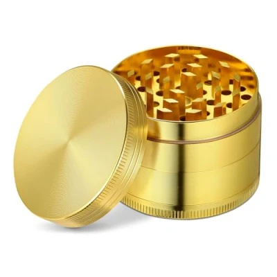Afbeelding van LIHAO pollen Grinder Crusher voor specerijen, kruiden, koffie, 4 delige set met schraper (goud)