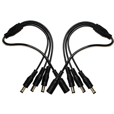 Afbeelding van Security 01 1 tot 3 weg DC Power splitter kabel zwart, stekker 5,5 mm x 2,1